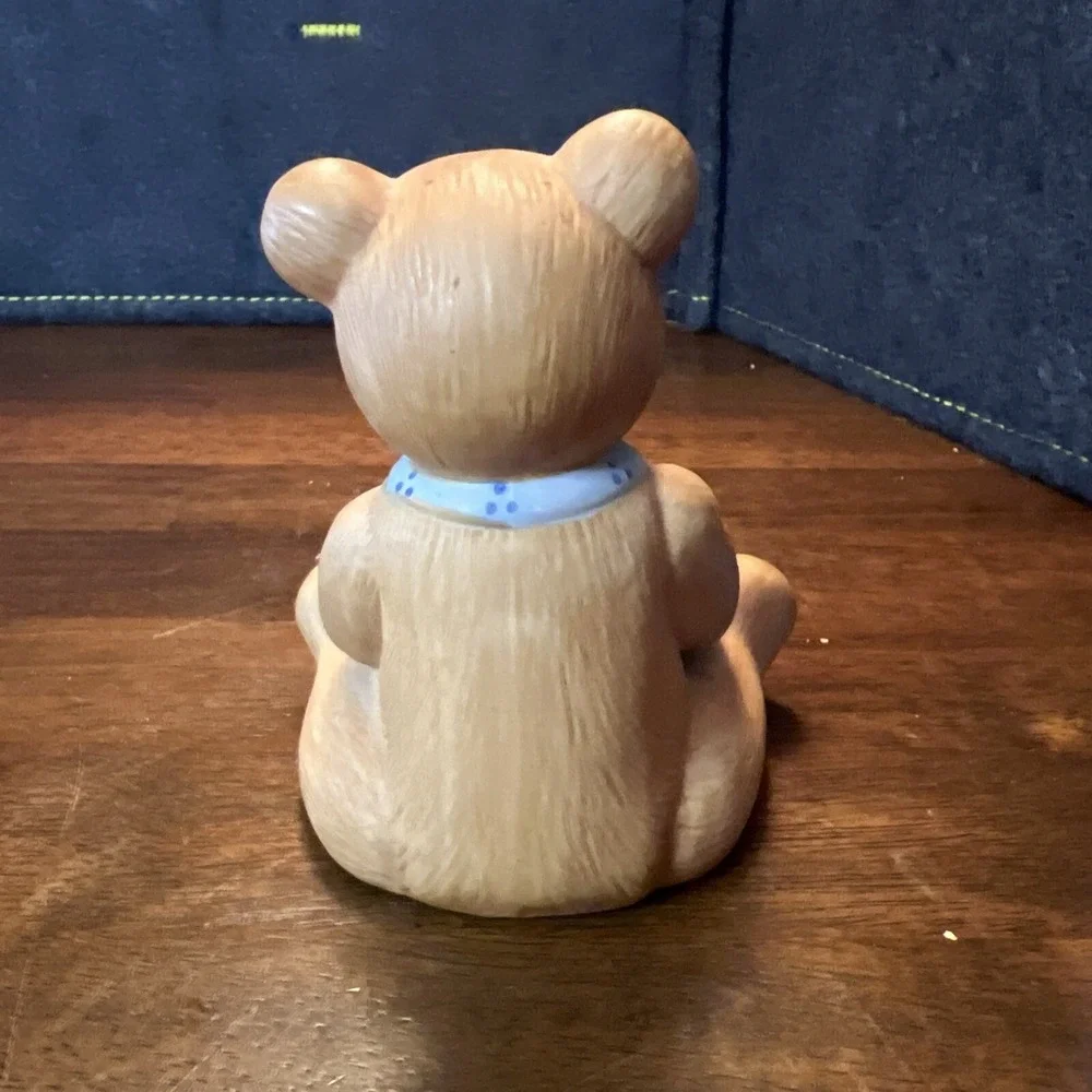 HOMCO Teddy Bear with Honey Pot 1980s Necktie Happy #1405 Porcelain 4